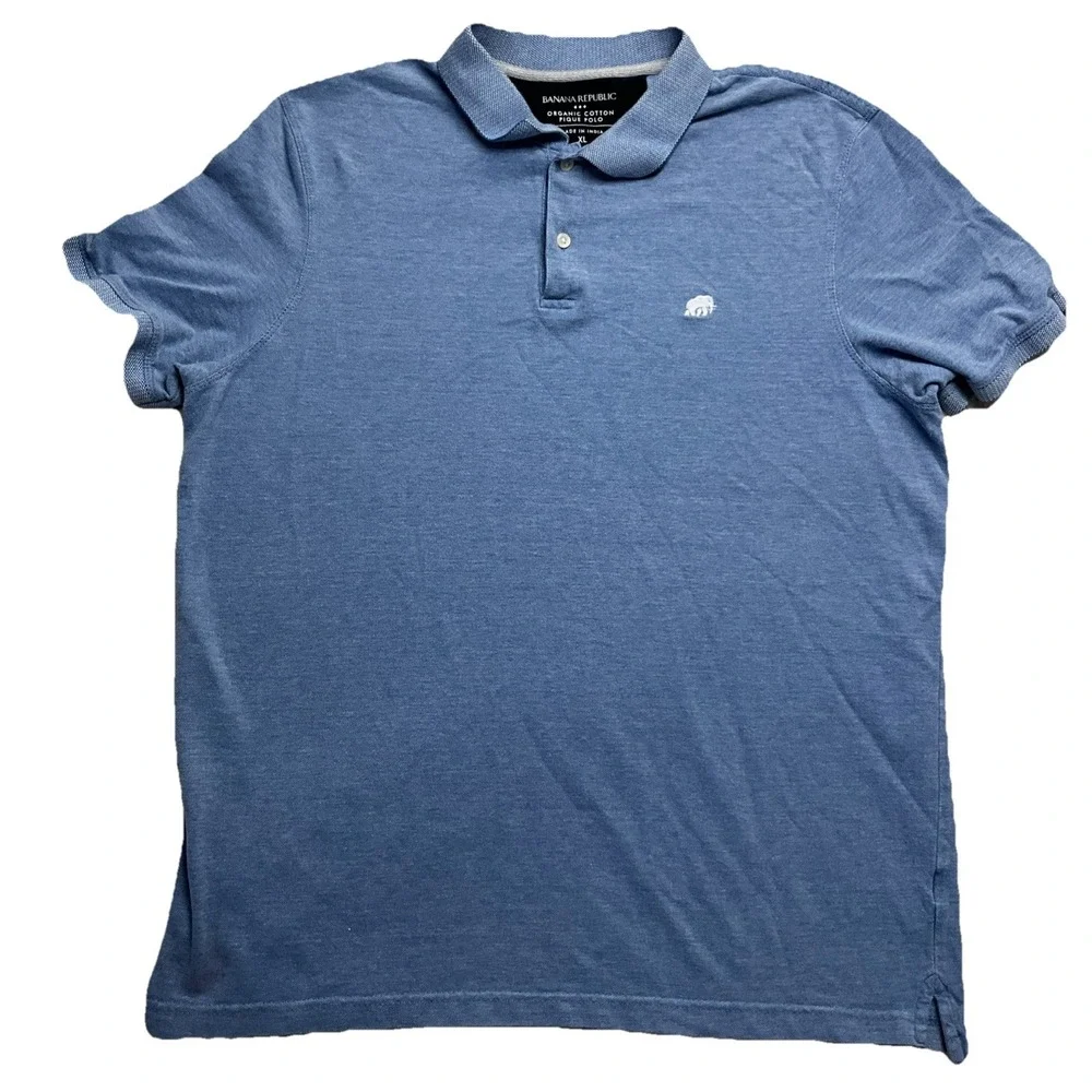 Banana Republic Men's Blue Organic Cotton Short Sleeve Polo Shirt Size XL